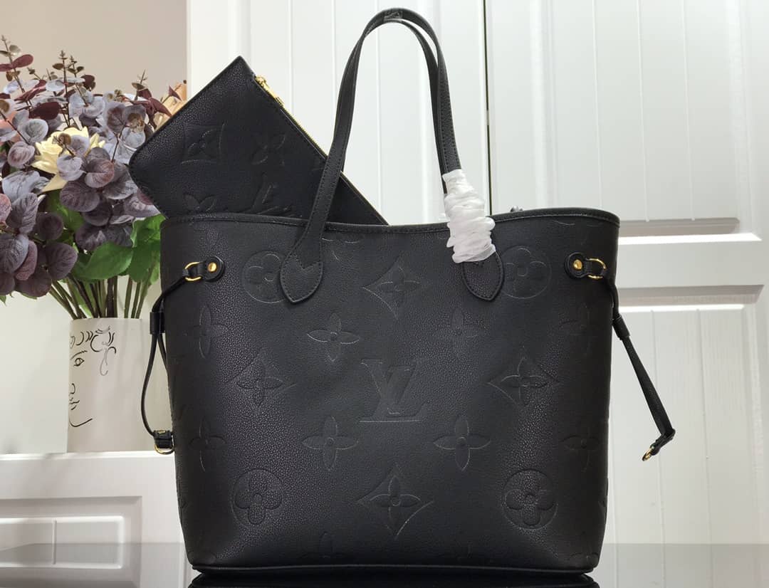 Best Replica Louis Vuitton Neverfull MM Monogram Empreinte Tourterelle Bag Replica Black M45686 - Colareps