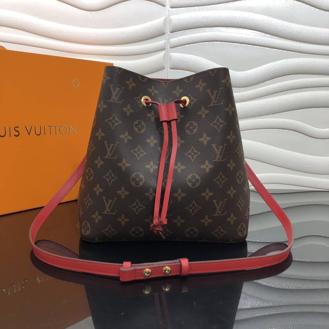 Best Replica Louis Vuitton Neonoe Replica Bucket Bag Brown Red M44020 - Colareps