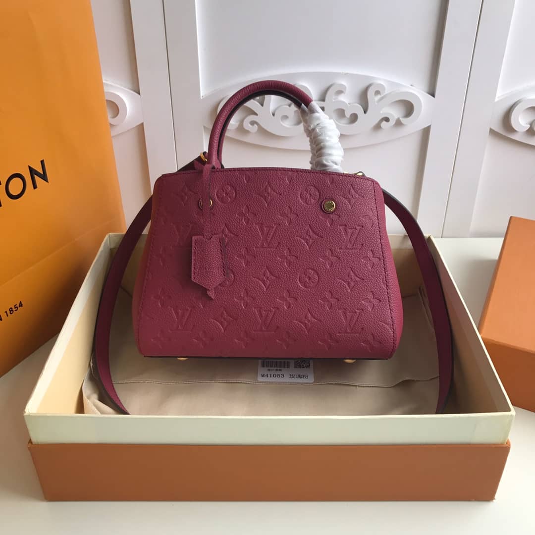Best Replica Louis Vuitton Monogram Montaigne BB Empreinte Bag Replica Red M41053 - Colareps
