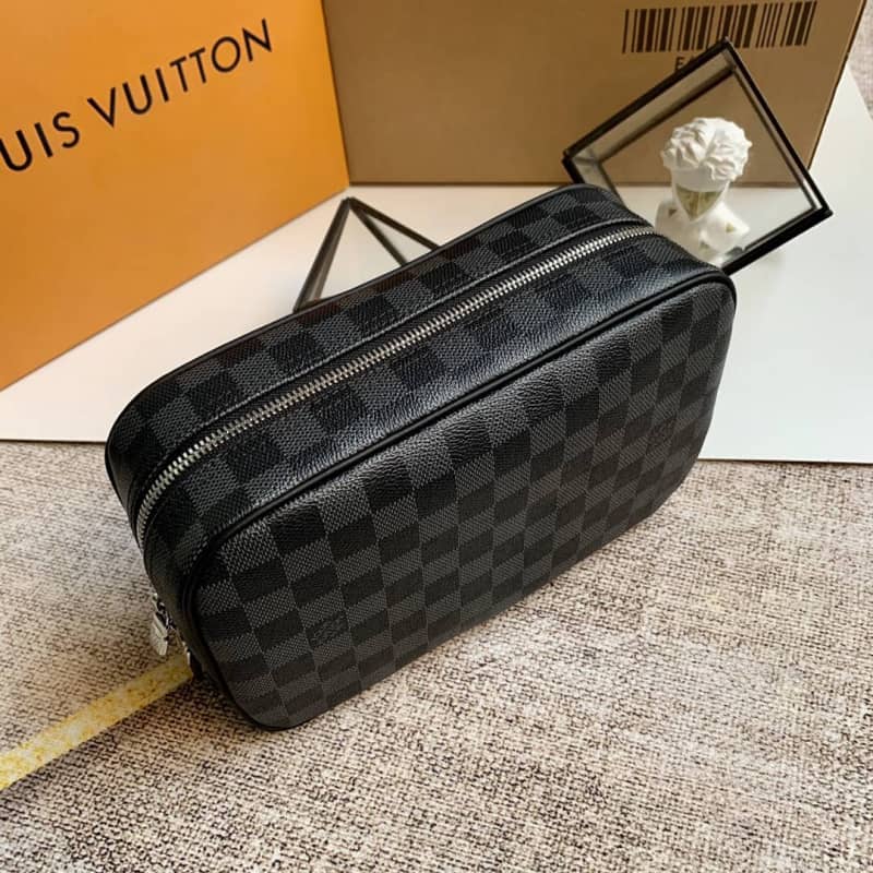 Best Replica Louis Vuitton Toilet Pouch GM Monogram Eclipse Canvas Replica Black M43383 - Colareps