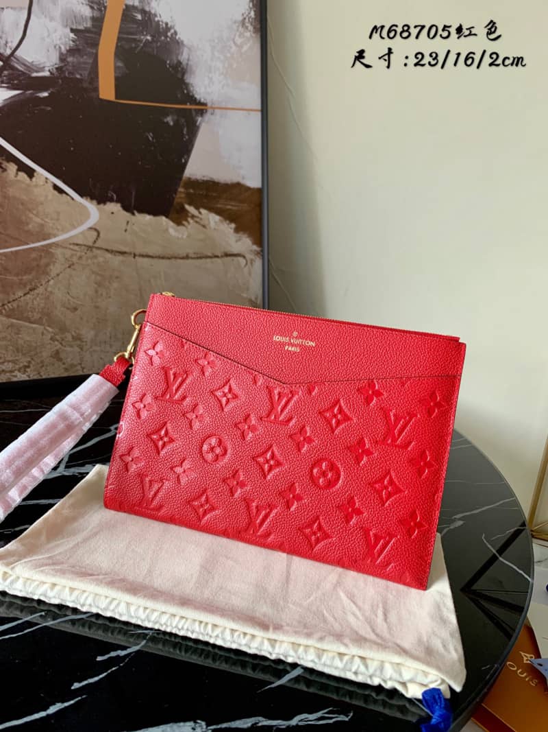 Best Replica Louis Vuitton Pochette Melanie MM Monogram Empreinte Replica Clutch Red M68705 - Colareps