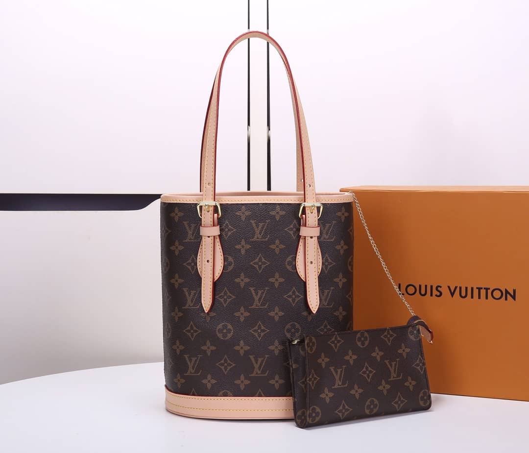 Best Replica Louis Vuitton Petit PM Monogram Canvas Brown M42238 Replica Bucket Bag - Colareps