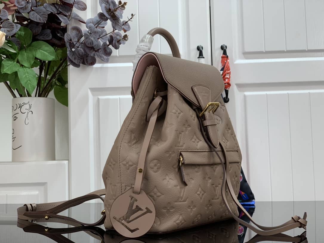 Best Replica Louis Vuitton Ann Platt Montsouris PM Noir Leather Replica Backpack Beige M45205 - Colareps