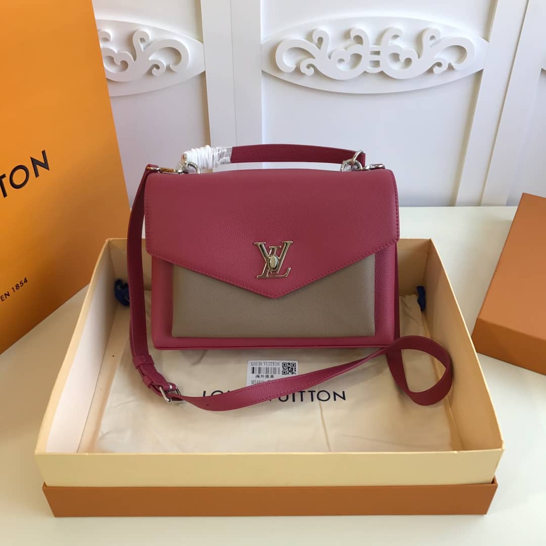 Best Replica Louis Vuitton MyLockMe 2way Leather Grain Replica Satchel Pink M54849 - Colareps