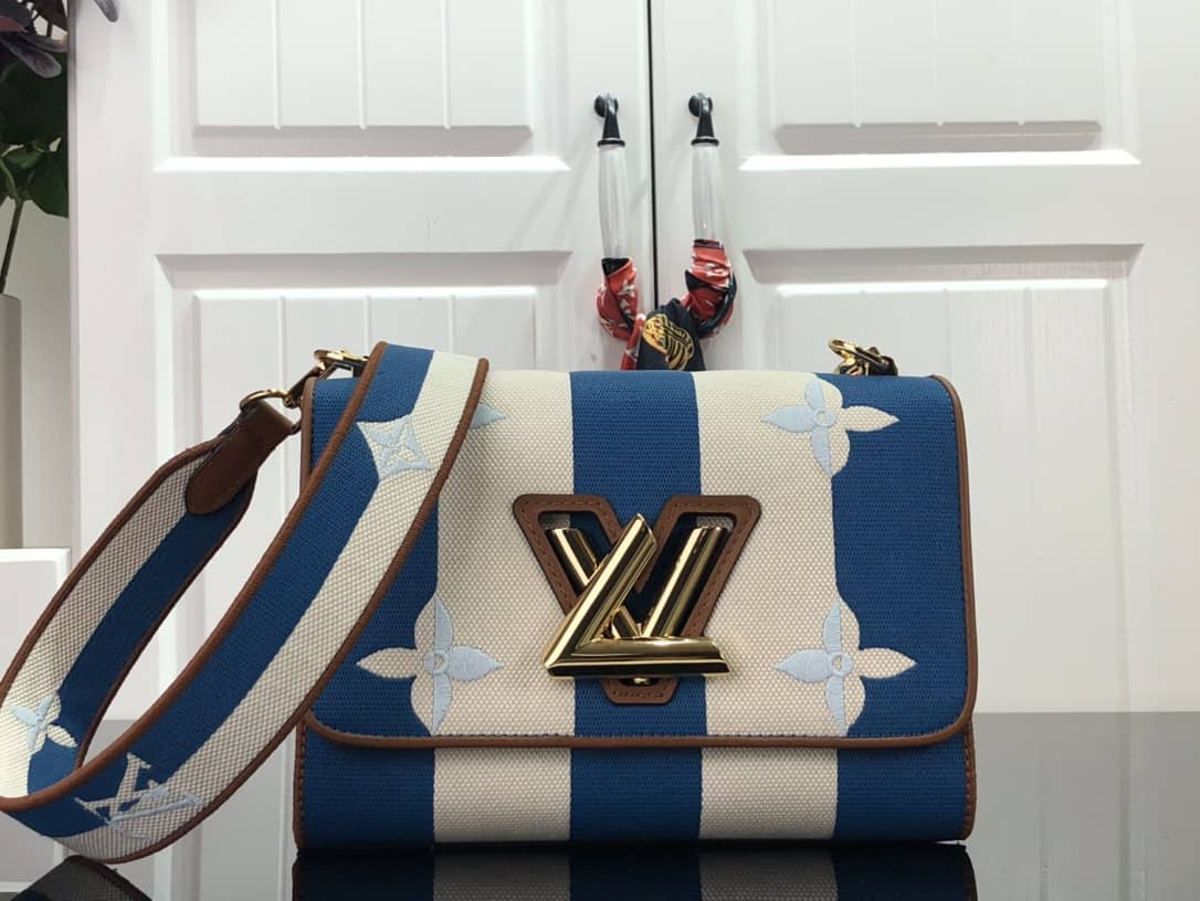 Best Replica Louis Vuitton Embroidered Canvas Calf Leather Twist MM Replica Bag M57659 - Colareps