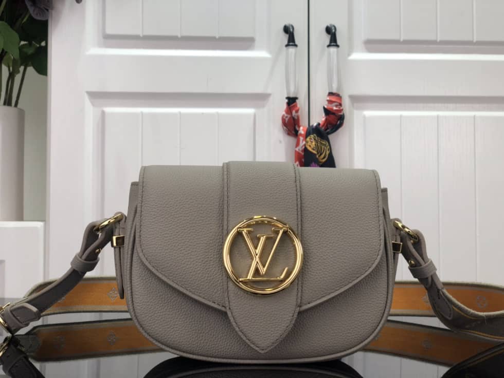 Best Replica Louis Vuitton Pont 9 Soft Leather PM Gery M58727 Replica Crossbody Bag - Colareps