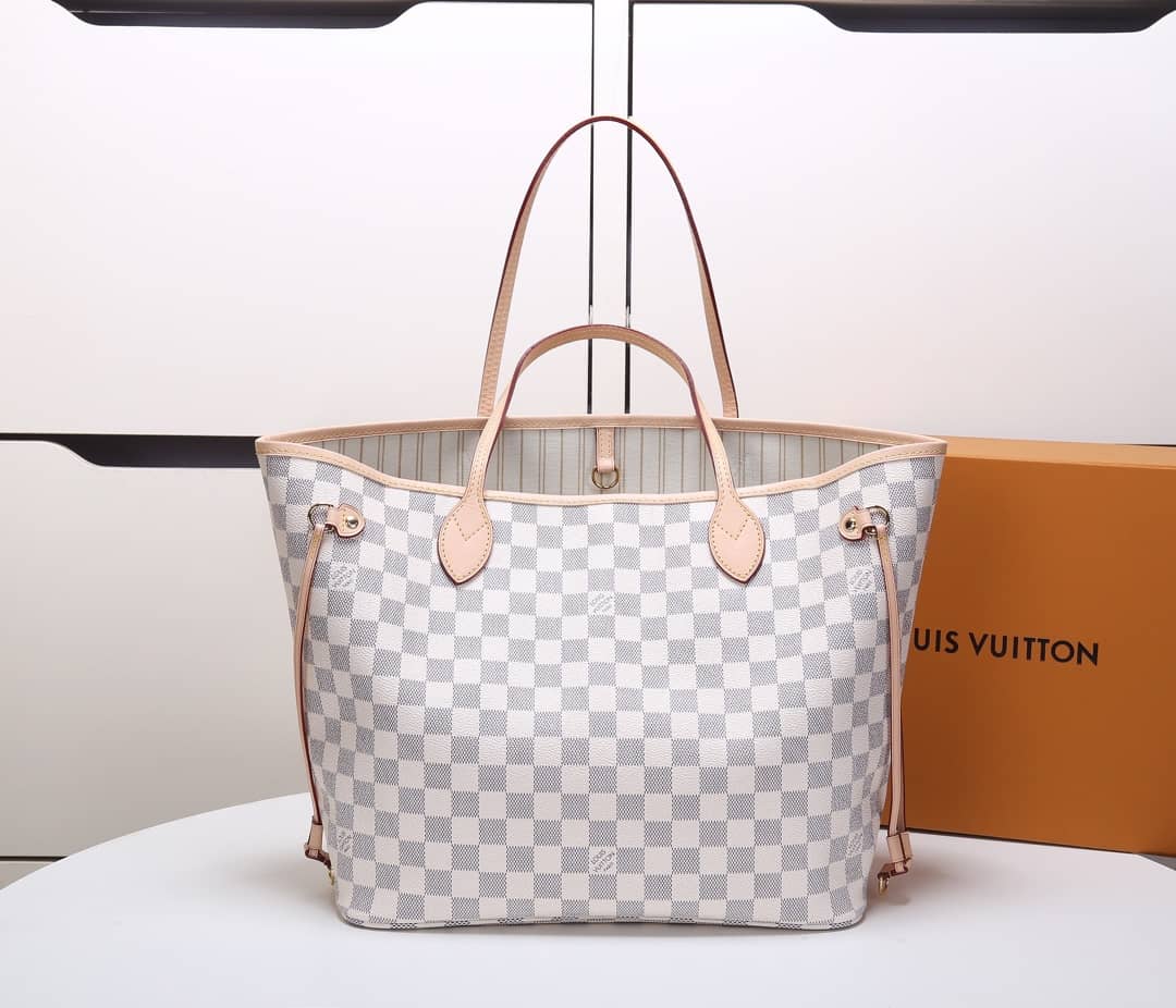 Best Replica Louis Vuitton Neverfull Dupe MM Damier Azur Tote N41361 - Colareps