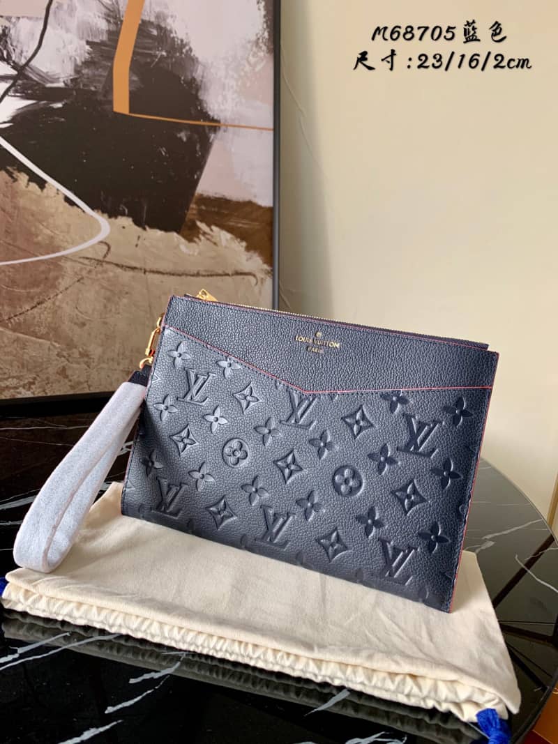 Best Replica Louis Vuitton Pochette Melanie MM Monogram Empreinte Replica Clutch Blue M68705 - Colareps