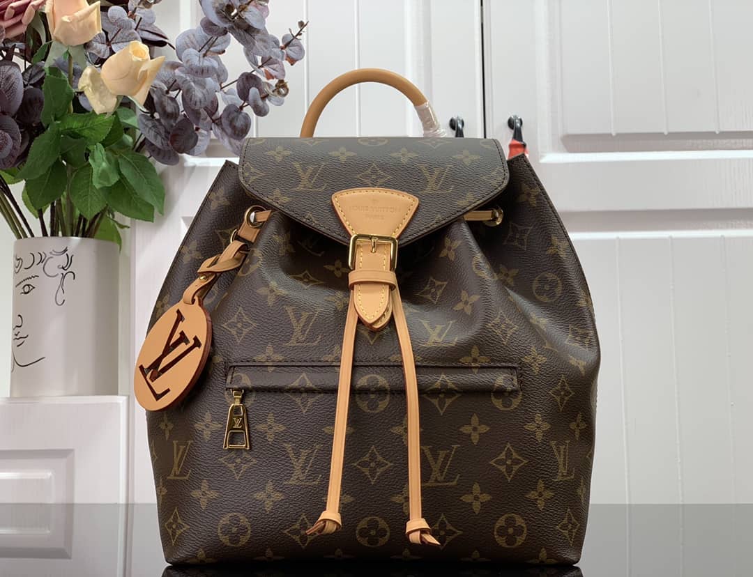 Best Replica Louis Vuitton Ann Platt Montsouris PM Noir Leather Replica Backpack Brown M45205 - Colareps