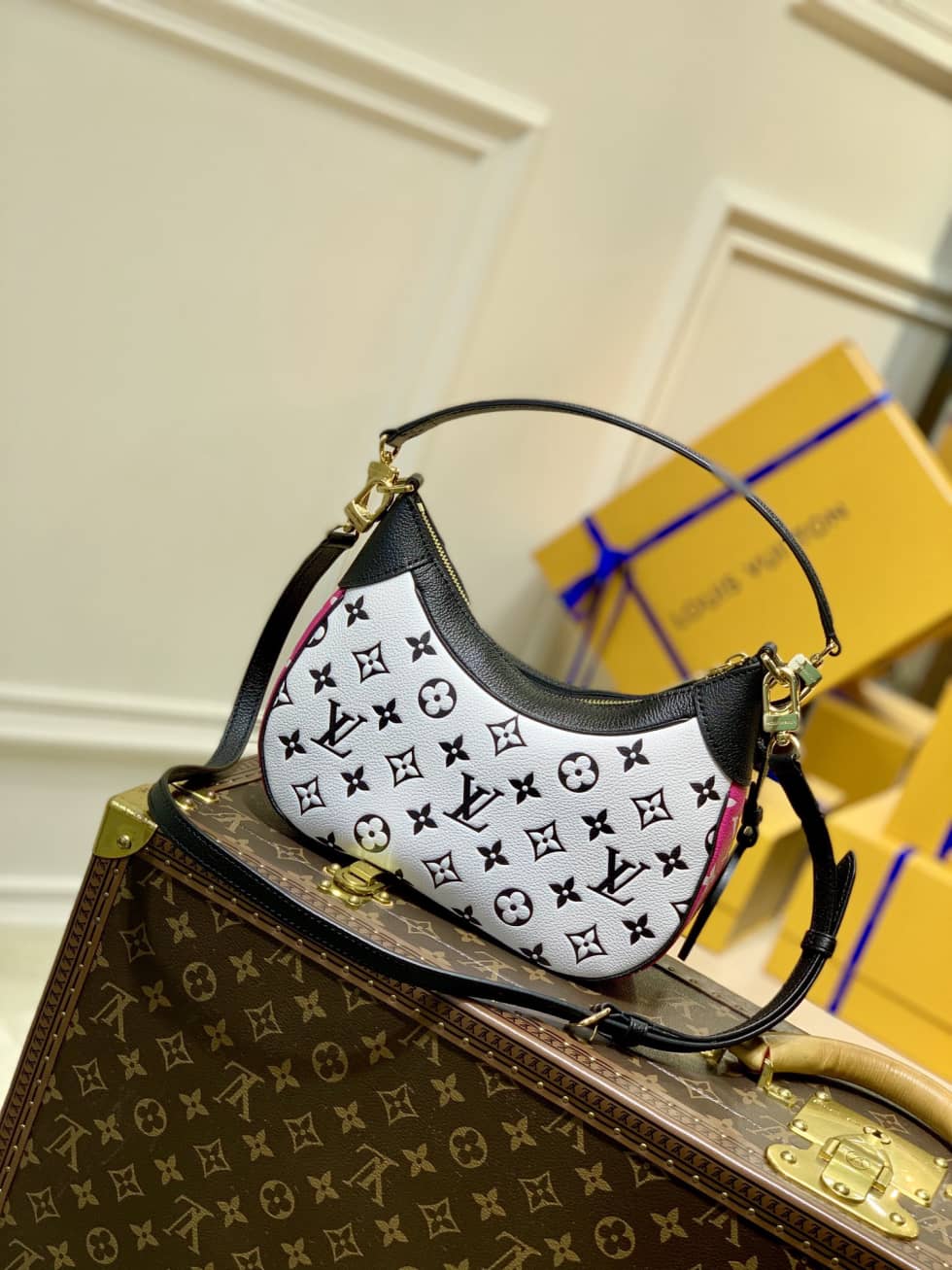 Best Replica Louis Vuitton Bagatelle BB Monogram Empreinte Black White M46091 Replica Hobo - Colareps