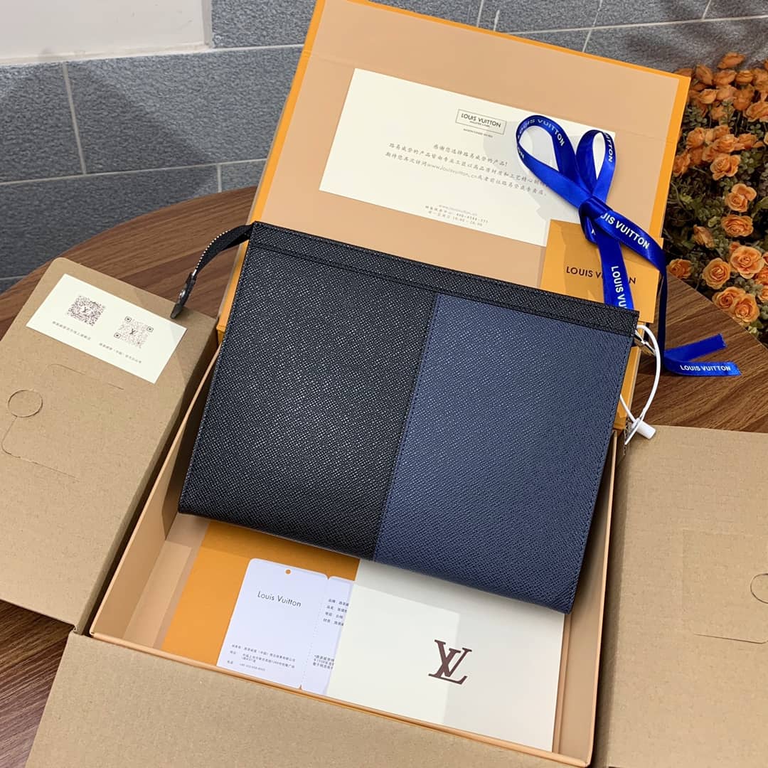 Best Replica Louis Vuitton Pochette Voyage MM Taiga Leather Replica Blue Red Black M30718 - Colareps