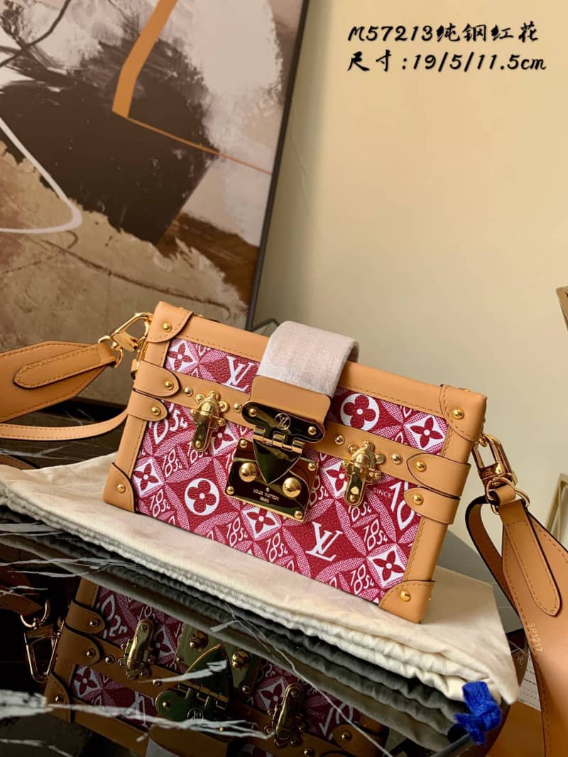Best Replica Louis Vuitton Since 1854 Petite Malle Replica Bag Red M57212 - Colareps