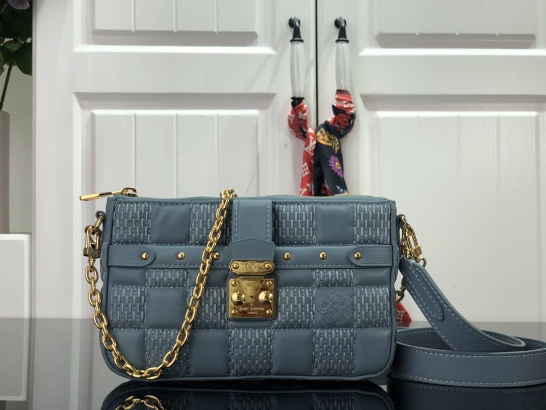 Best Replica Louis Vuitton Pochette Troca Replica Shoulder Bag Blue M59046 - Colareps