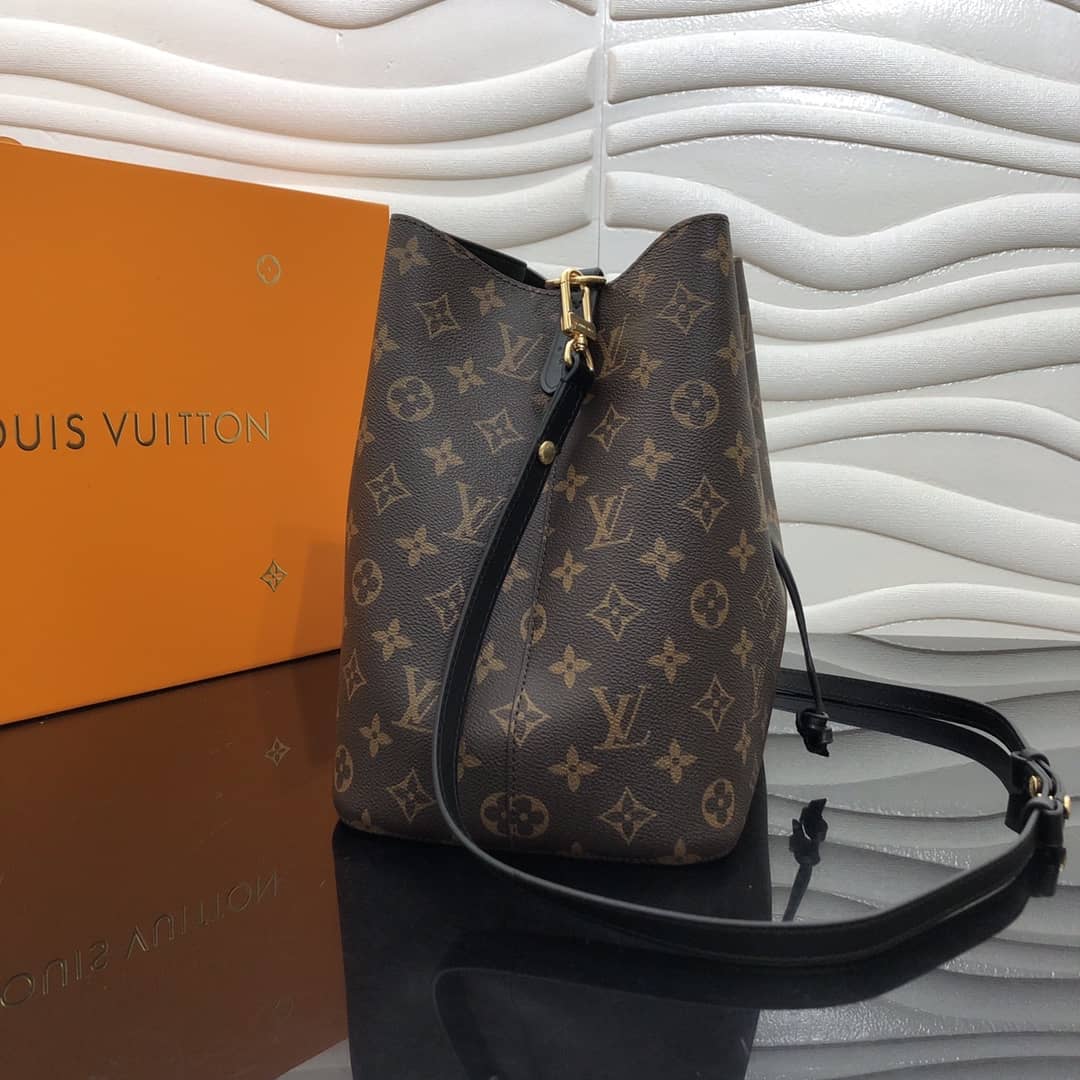 Best Replica Louis Vuitton Neonoe Replica Bucket Bag Brown Black M44020 - Colareps