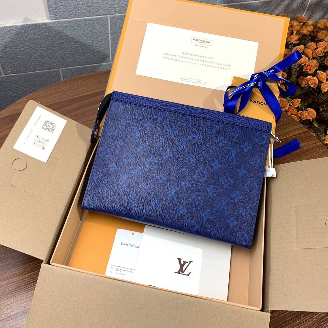 Best Replica Louis Vuitton Monogram Canvas Poche Toilette Replica Clutch Blue M30420 - Colareps