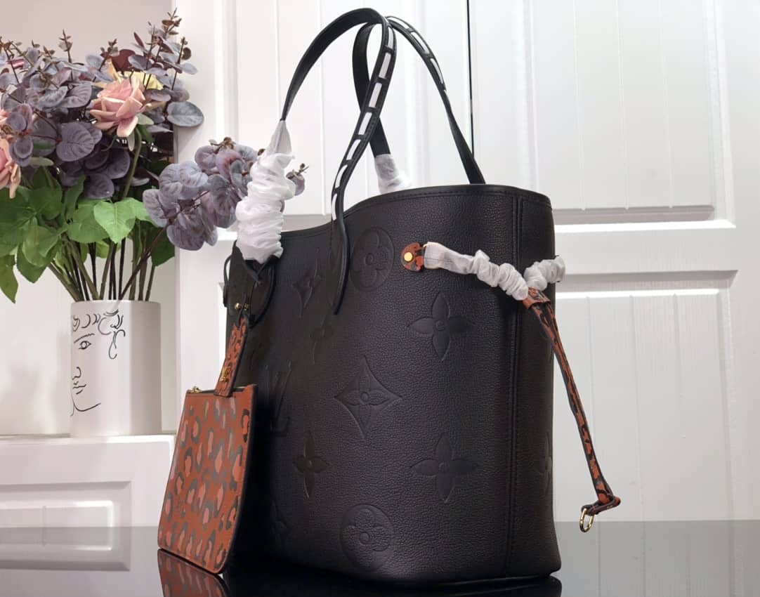 Best Replica Louis Vuitton Neverfull Dupe MM Monogram Empreinte Medium Bag Replica Black M45856 - Colareps