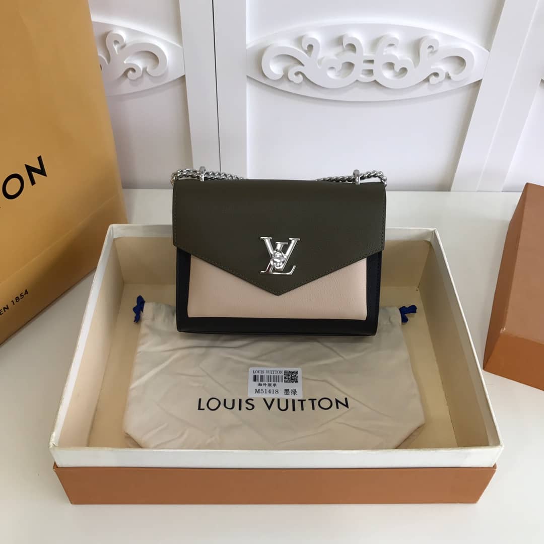 Best Replica Louis Vuitton MyLockMe BB Calf Chain Replica Shoulder Bag Green M51418 - Colareps