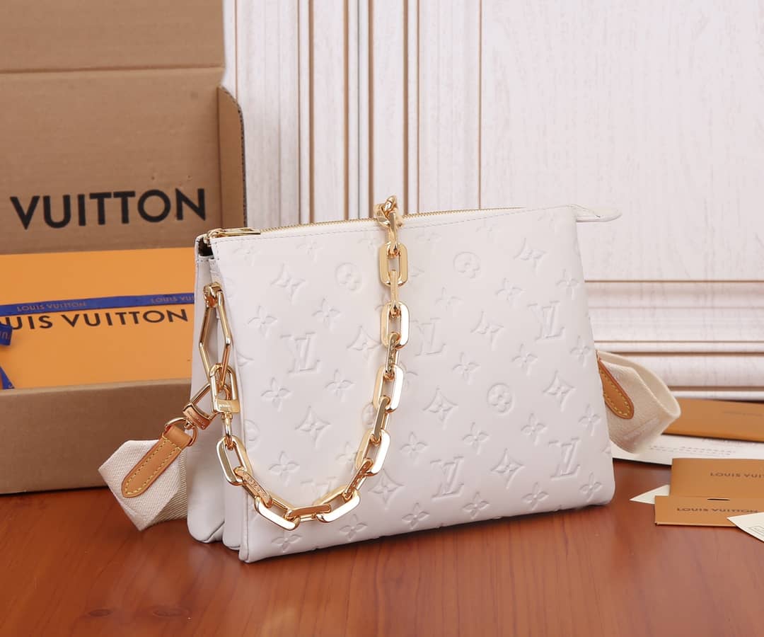Best Replica Louis Vuitton Coussin PM Monogram Embossed Replica Crossbody Bag White M57790 - Colareps