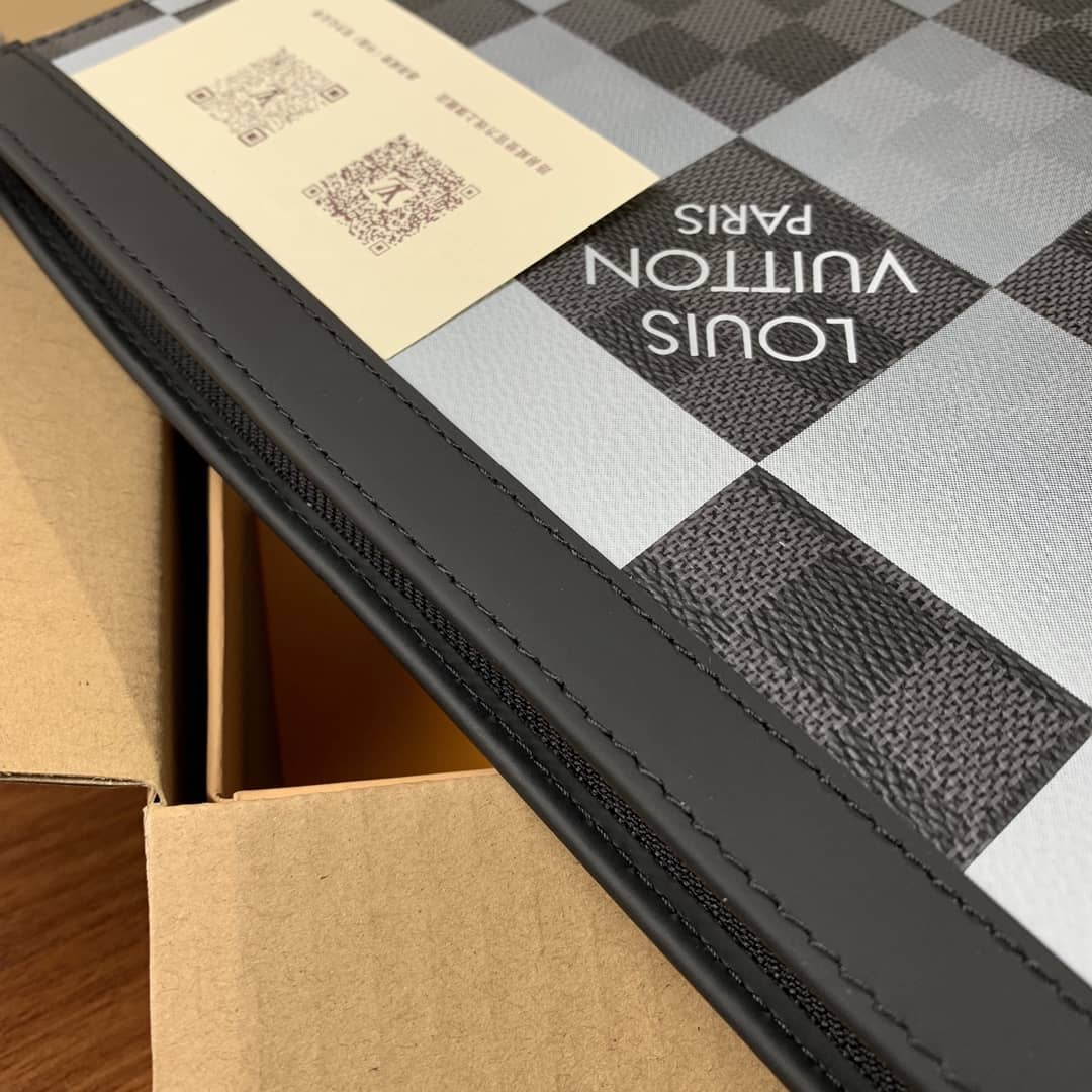 L0vis Vvtt0n Pochette Voyage MM Damier Giant Canvas Replica Orange N60412