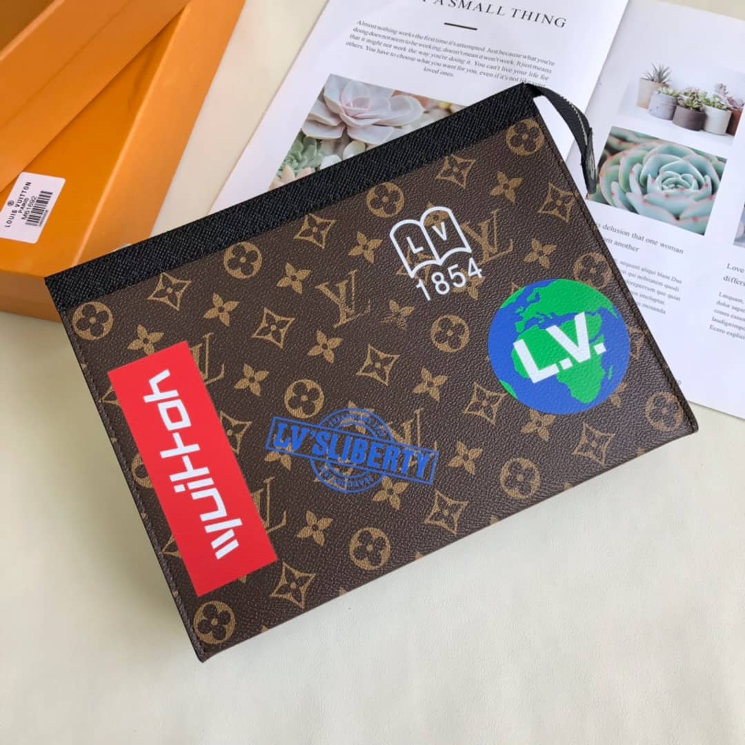 Best Replica Louis Vuitton Monogram Eclipse Canvas Replica Pochette Voyage MM Brown M61692 - Colareps