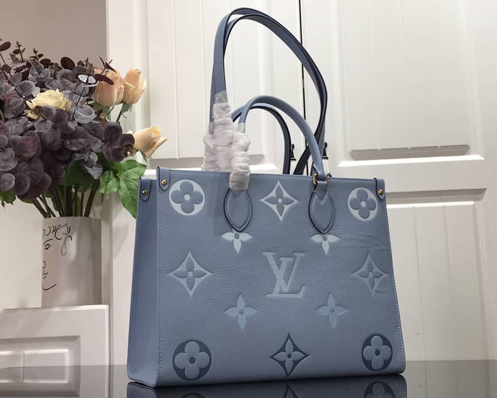 Best Replica Louis Vuitton OnTheGo Monogram Empreinte MM Blue M45718 Replica Tote - Colareps