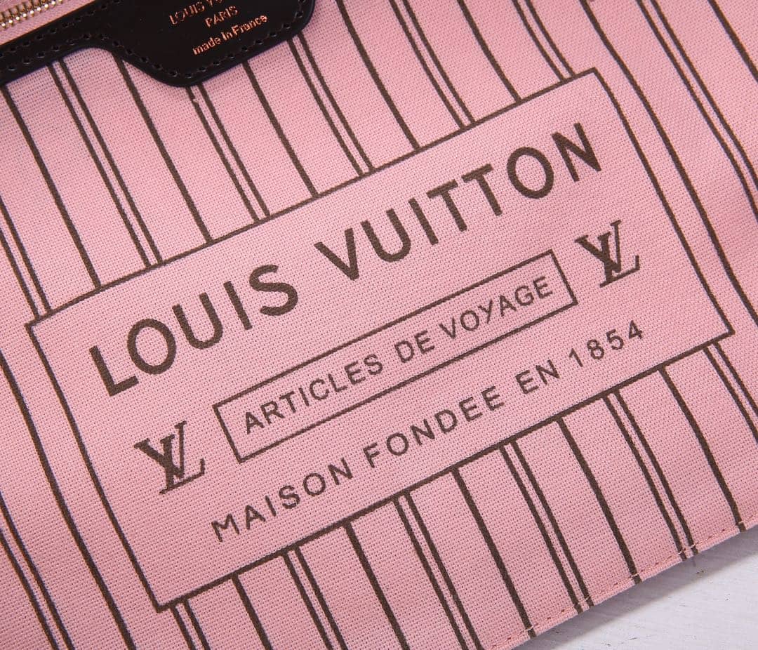 Best Replica Louis Vuitton Neverfull MM Damier Ebene Tote Replica Pink N41358 - Colareps