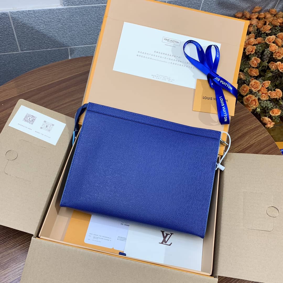 Best Replica Louis Vuitton Pochette Voyage MM Replica Clutch Blue M30395 - Colareps