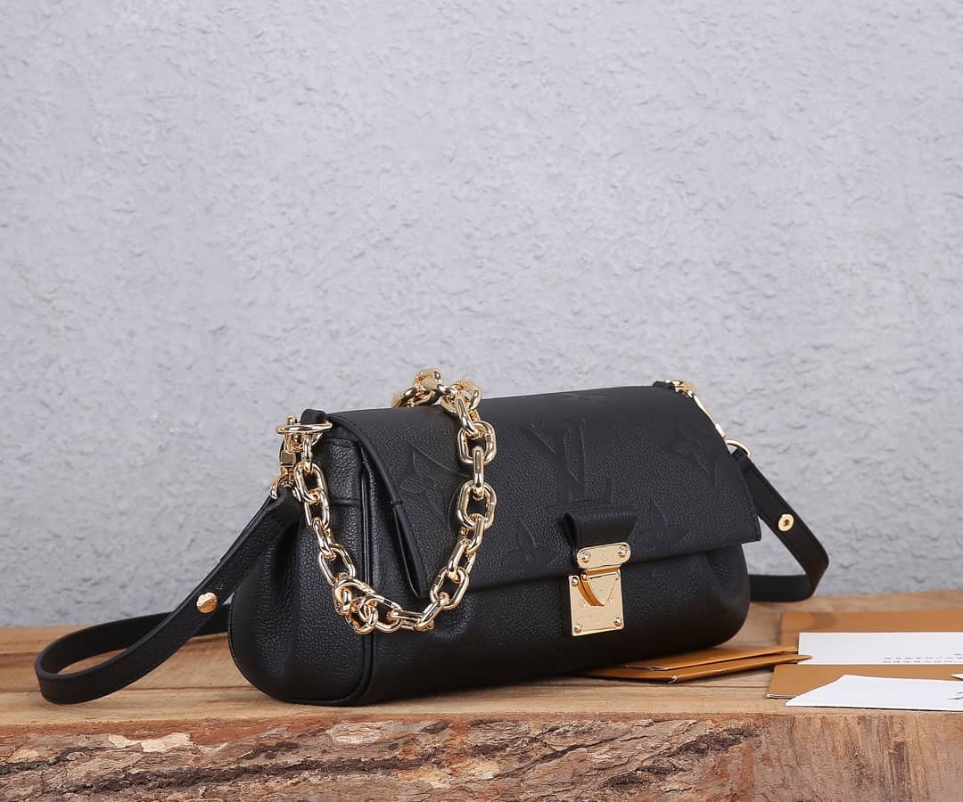 Best Replica Louis Vuitton Favorite Monogram Empreinte Leather Replica Shoulder Bag Black M45813 - Colareps