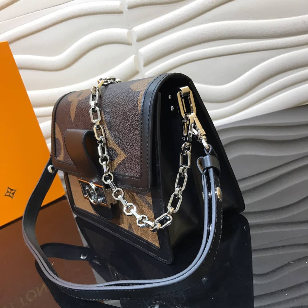 Best Replica Louis Vuitton Monogram MM Reverse Dauphine Shoulder Bag Replica Black M44391 - Colareps