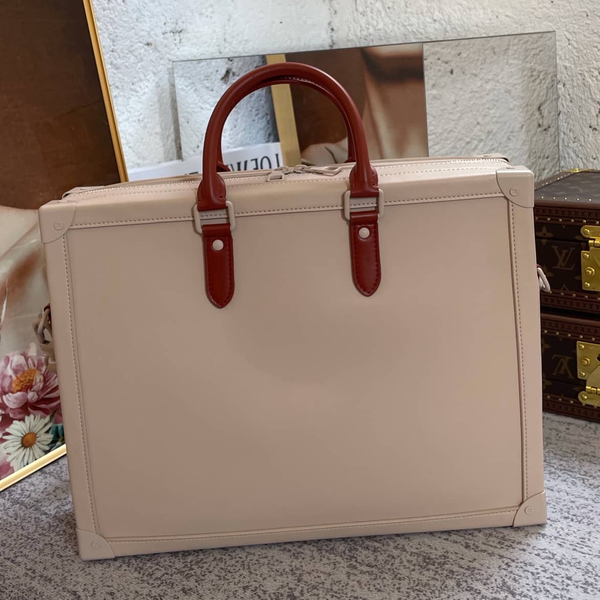 Best Replica Louis Vuitton Monogram Soft Trunk Replica Briefcase Apricot M44952 - Colareps