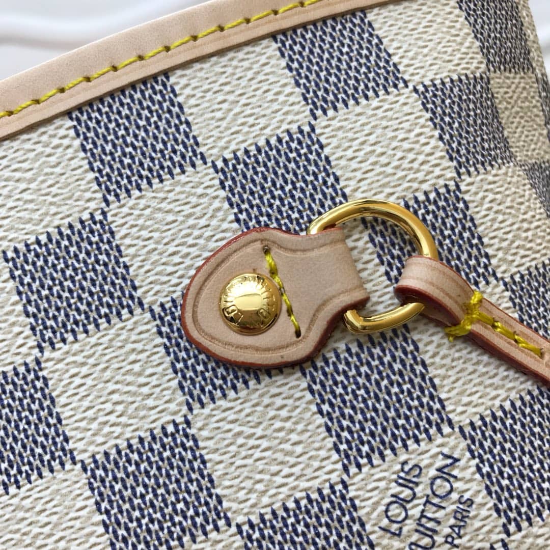 Best Replica Louis Vuitton Neverfull MM Damier Azur Bag Replica White N40995 - Colareps