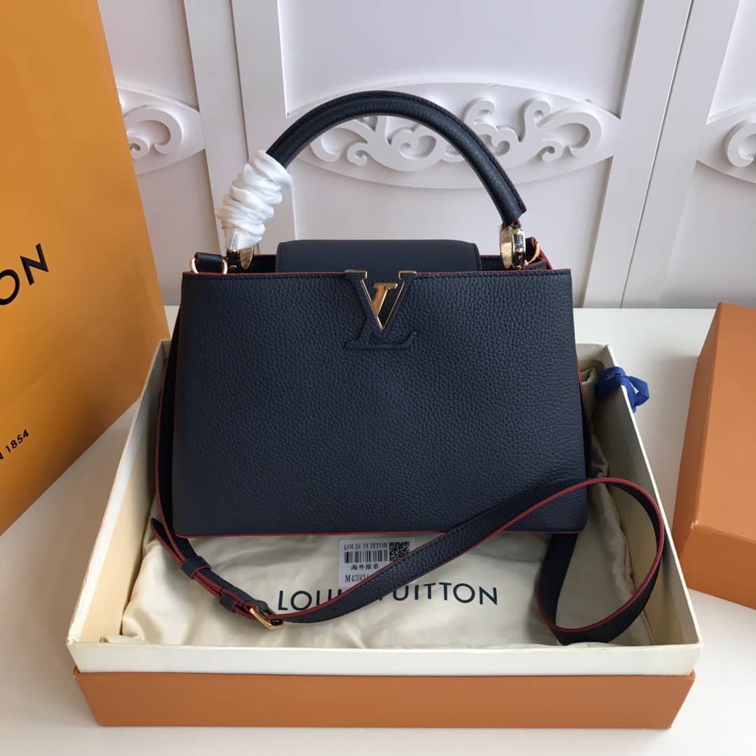 Best Replica Louis Vuitton Capucines MM 2way Taurillon Leather Shoulder Bag Replica Blue M43934 - Colareps