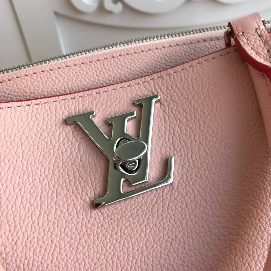 Best Replica Louis Vuitton Lockmeto Tote Leather Tote Replica Pink M54569 - Colareps