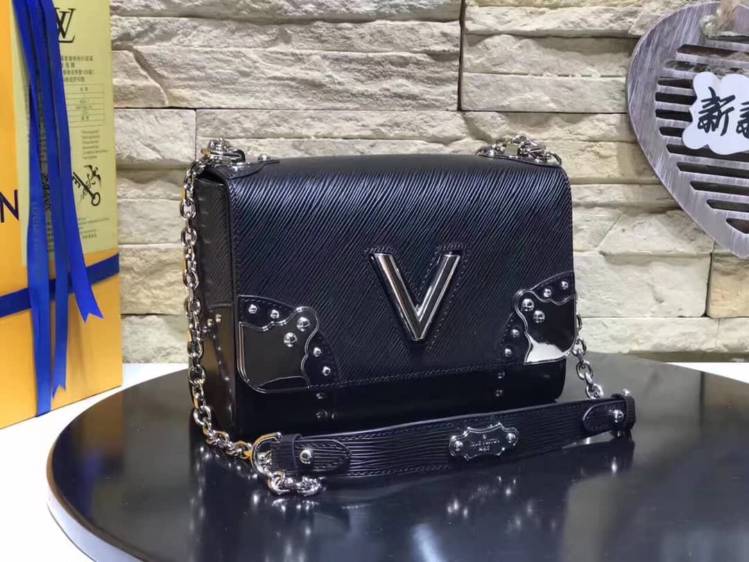 Best Replica Louis Vuitton Replica Twist MM Epi Leather Bag Black - Colareps