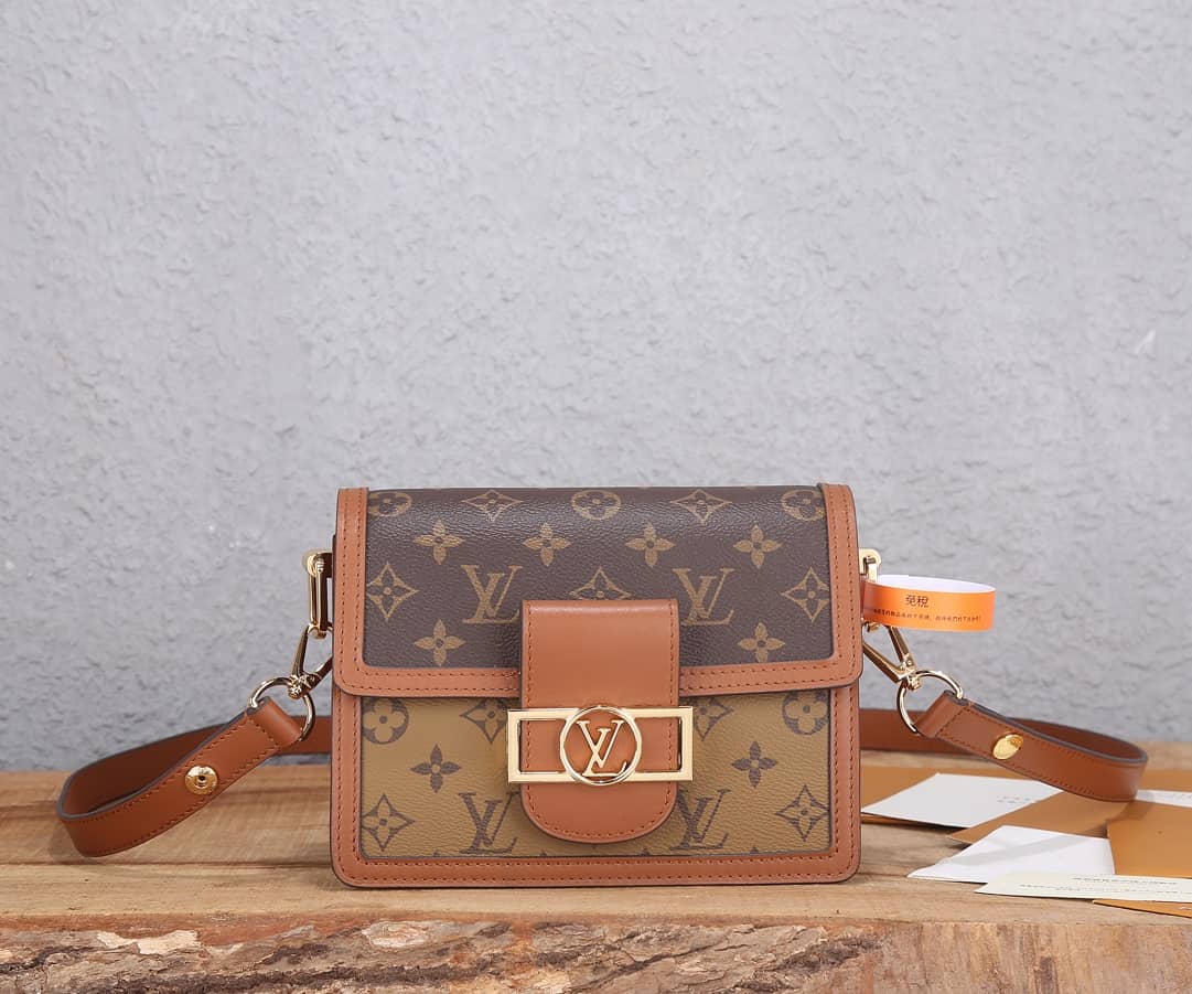 Best Replica Louis Vuitton Dauphine Mini Monogram Replica Crossbody Bag Brown M44580 - Colareps