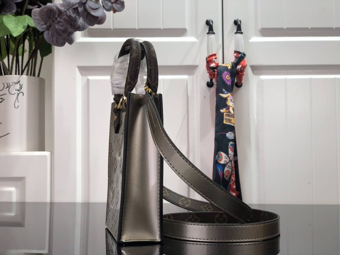 Best Replica Louis Vuitton Petit Sac Plat Flat Shoulder Bag Replica Gray M80169 - Colareps