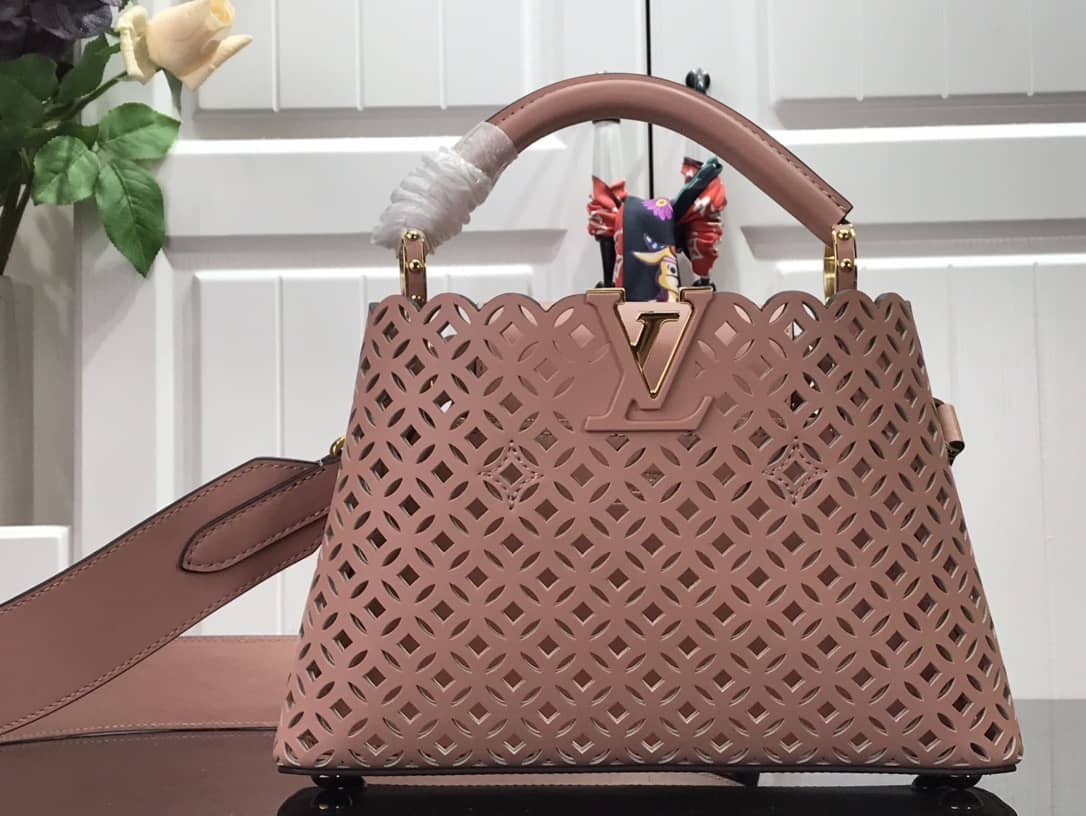 Best Replica Louis Vuitton Capucines BB Cutout Leather Bag Replica Pink M57228 - Colareps