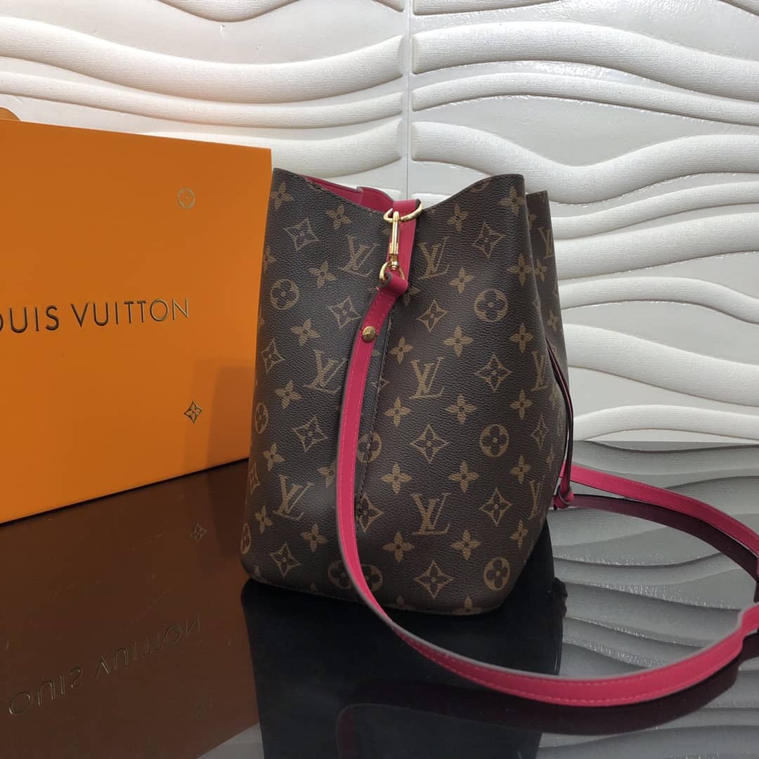 Best Replica Louis Vuitton Neonoe Replica Bucket Bag Brown Pink Red M44020 - Colareps