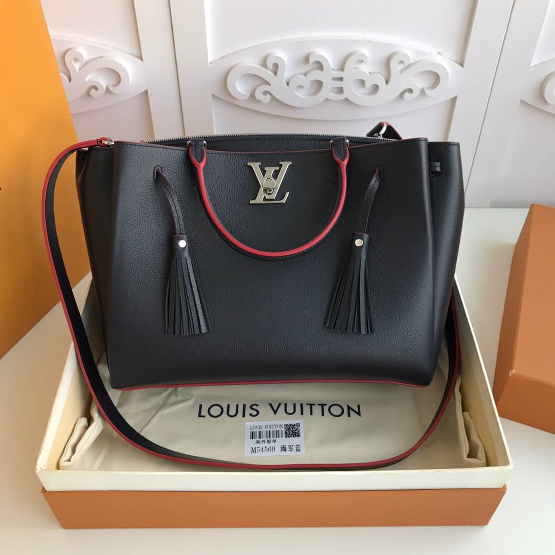Best Replica Louis Vuitton Lockmeto Leather Tote Replica Black M54569 - Colareps