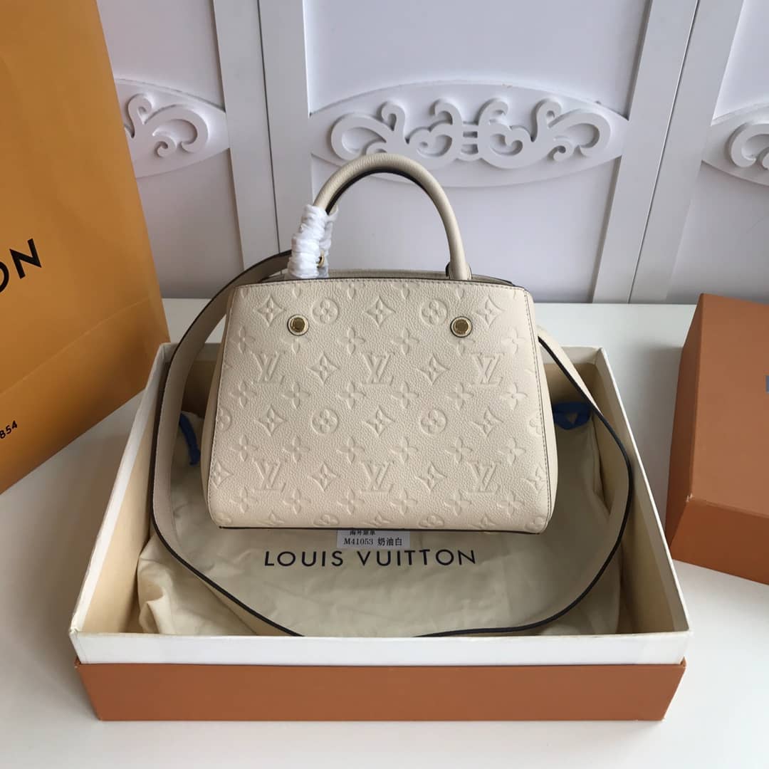 Best Replica Louis Vuitton Monogram Montaigne BB Empreinte Bag Replica White M41053 - Colareps