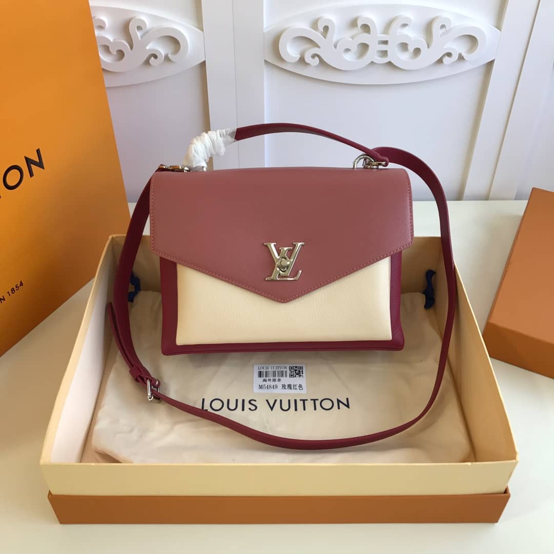 Best Replica Louis Vuitton MyLockMe 2way Leather Grain Replica Satchel Red M54849 - Colareps