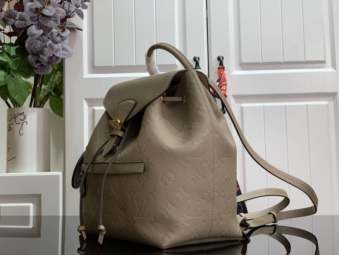 Best Replica Louis Vuitton Ann Platt Montsouris PM Noir Leather Replica Backpack Cream M45205 - Colareps