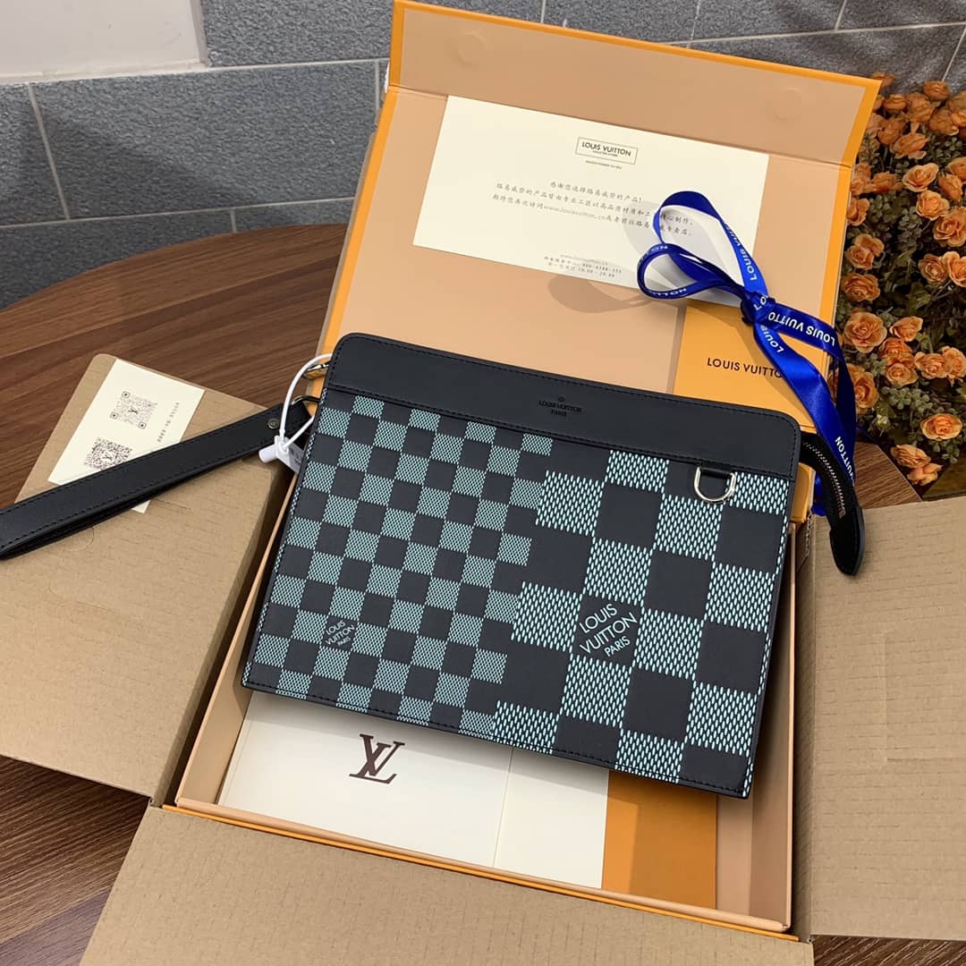 Best Replica Louis Vuitton Standing Pouch Damier Infini Replica Green N60448 - Colareps