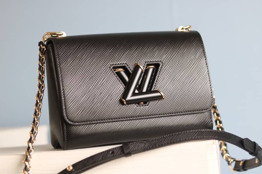 Best Replica Louis Vuitton Twist MM Chain Leather Replica Bag Black M50282 - Colareps