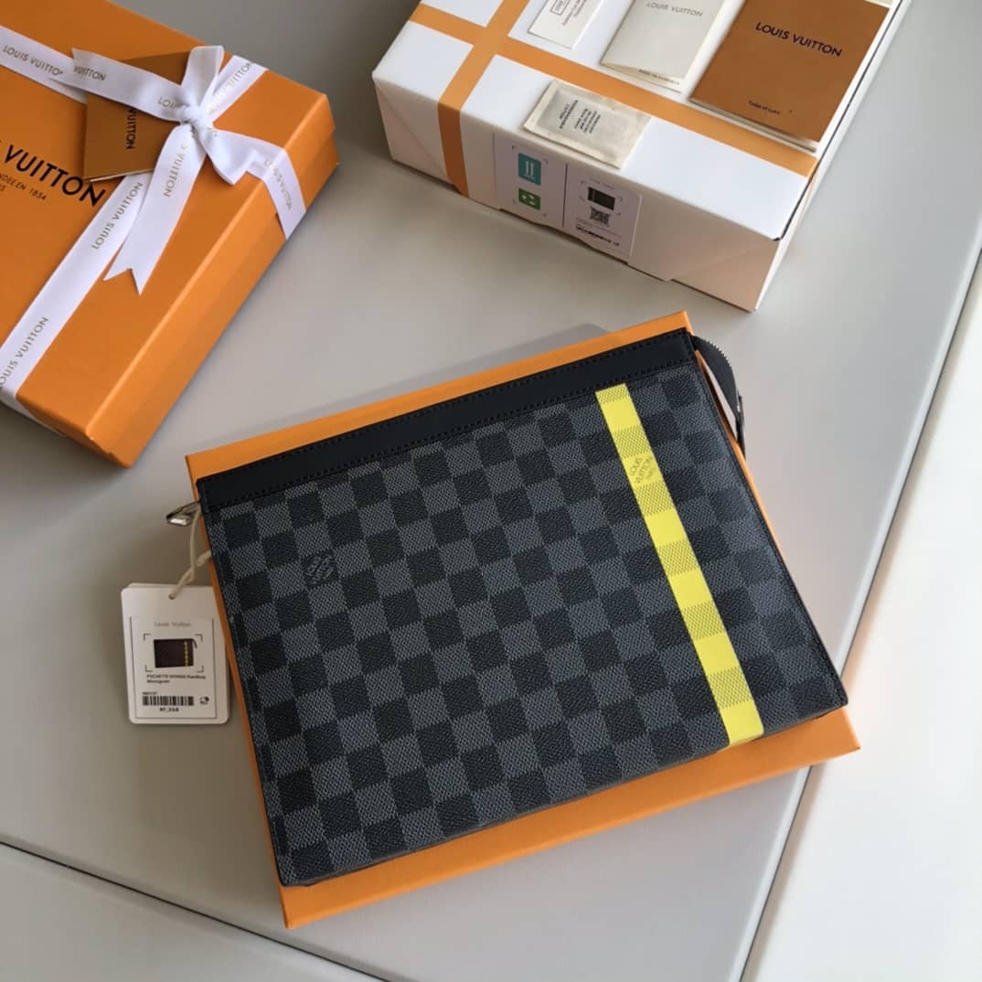 Best Replica Louis Vuitton Stripe Replica Pochette Voyage MM Damier Graphite Yellow N60107 - Colareps