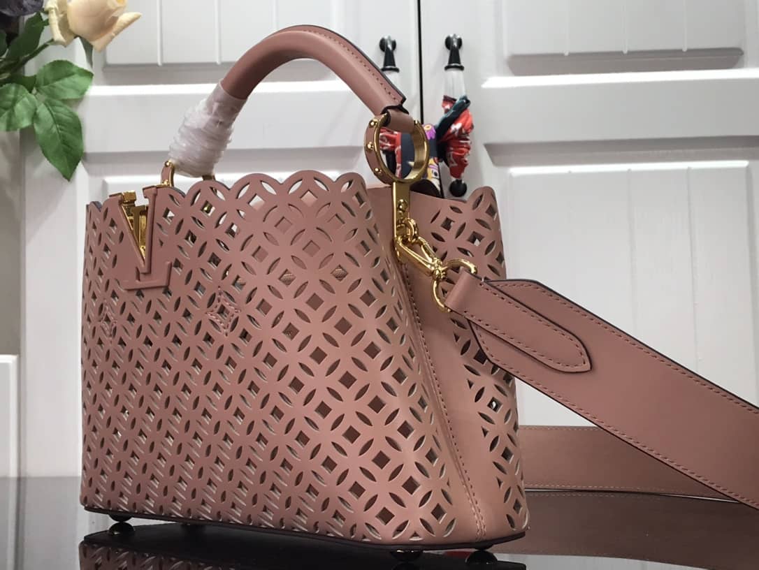 Best Replica Louis Vuitton Capucines BB Cutout Leather Bag Replica Pink M57228 - Colareps