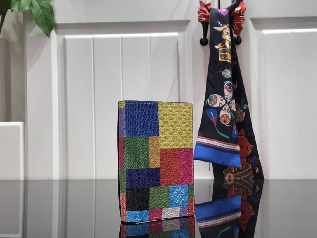 Best Replica Louis Vuitton Damier Graphite 3D Leather Grid Mens Card Bag Replica Colorful N60441 - Colareps