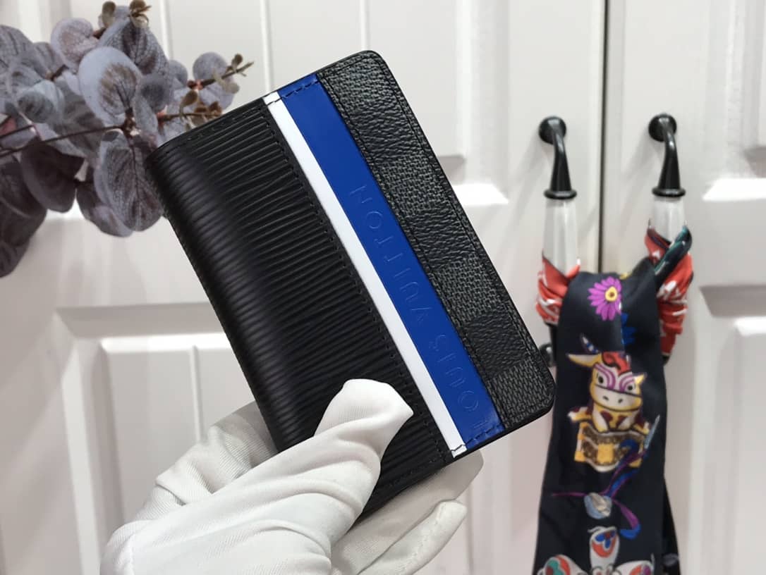 Best Replica Louis Vuitton Pocket Organizer Damier Graphite Epi Leather Replica Black M69536 - Colareps