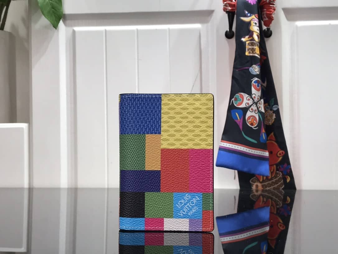 Best Replica Louis Vuitton Damier Graphite 3D Leather Grid Mens Card Bag Replica Colorful N60441 - Colareps