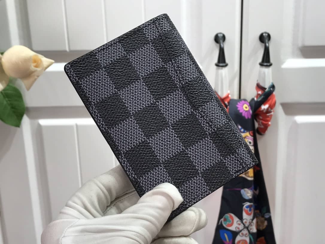Best Replica Louis Vuitton Damier Graphite 3D Leather Grid Mens Card Bag Replica Black N60441 - Colareps